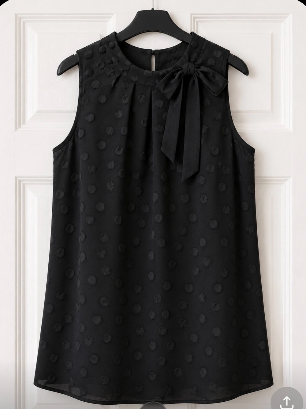 Merona Black Sleeveless Polka Dot Bow Neck Top